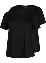 2-pak t-shirt med v-udskæring, Black / Black