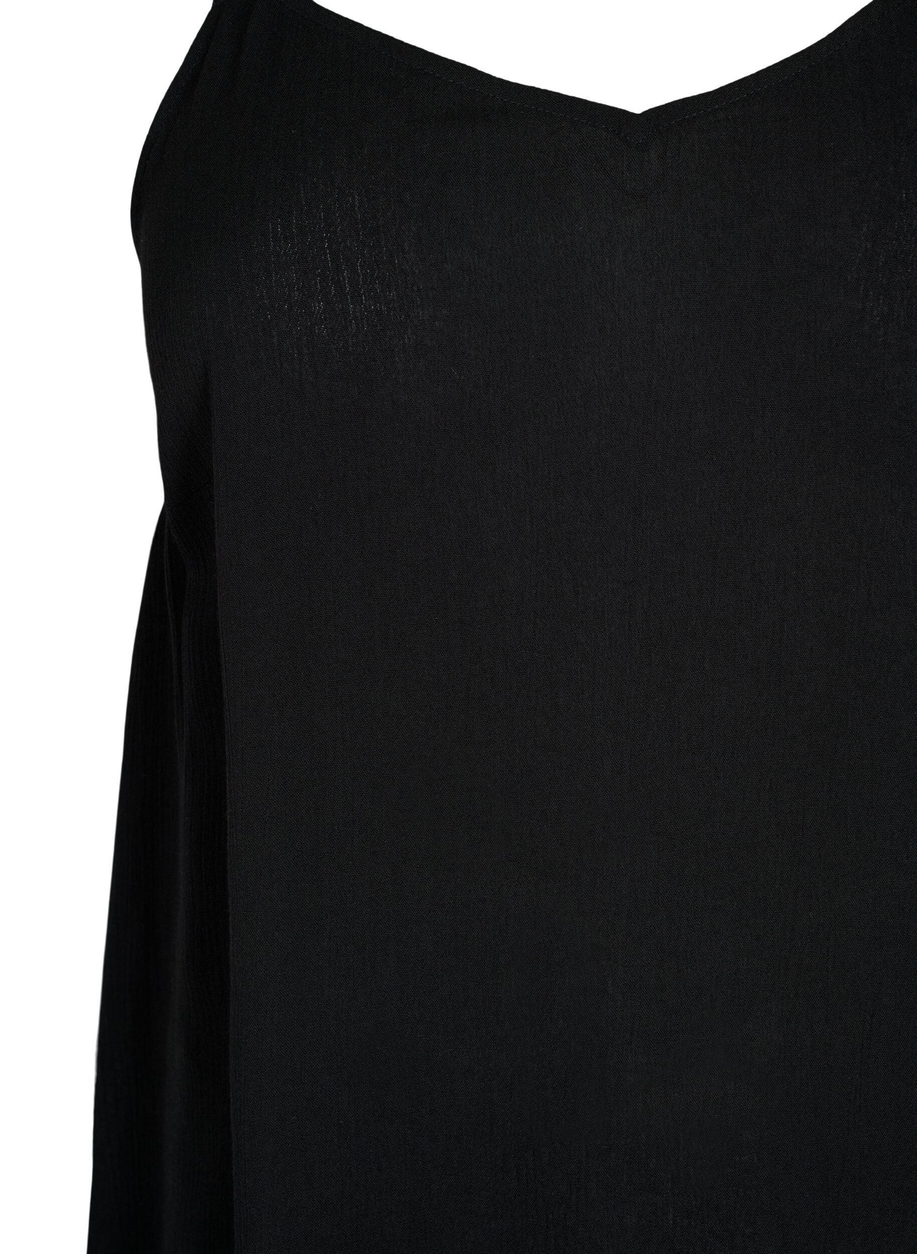 Zizzi&AElig;rmel&oslash;s top i viskose, Black, Packshot image number 2