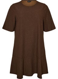 Kort A-formet kjole med glimmerstriber, Brun