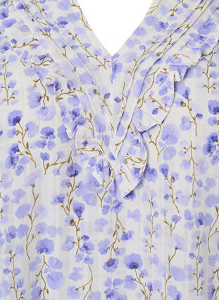 Kortærmet bluse med v-hals og blomsterprint, Sand Verbena AOP, Packshot image number 2