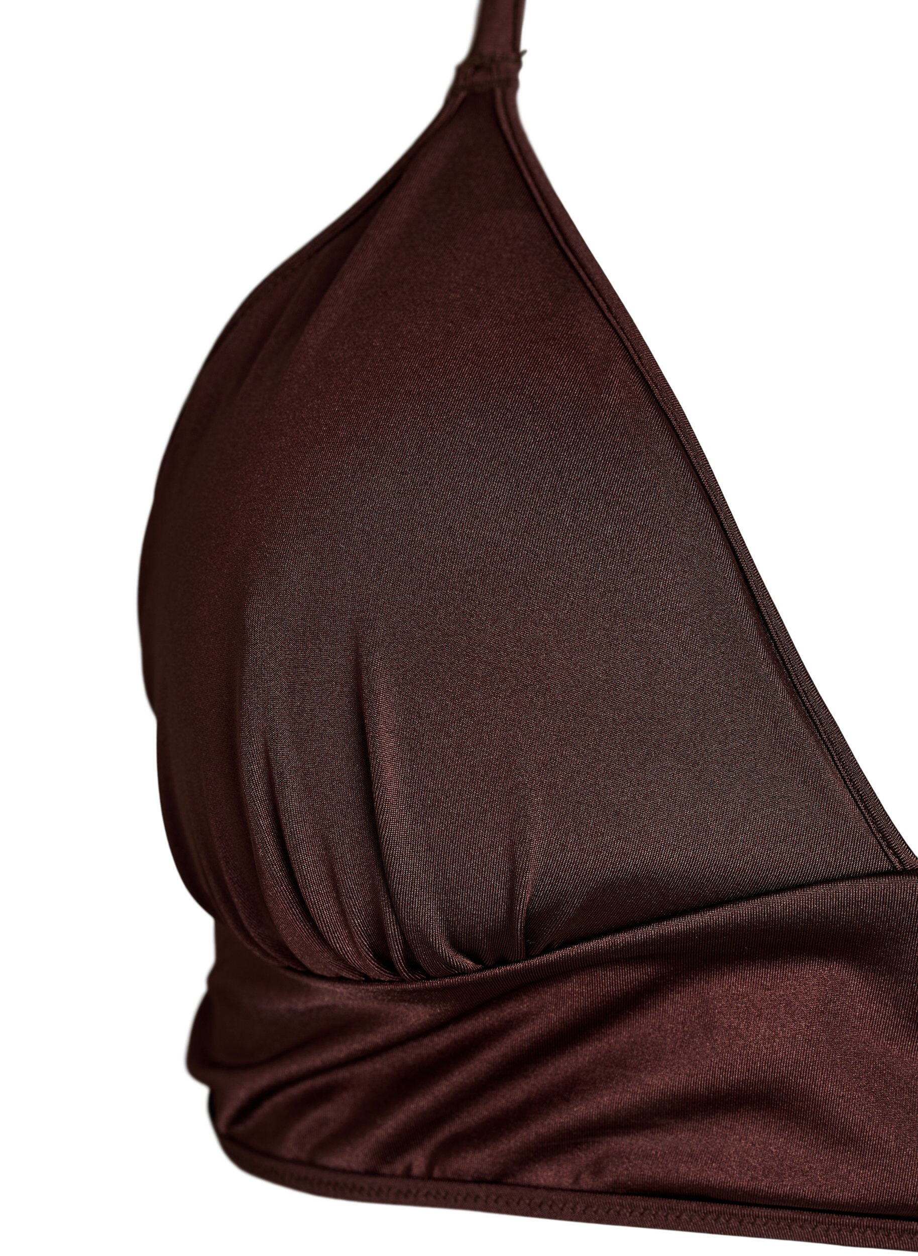 ZizziVendbar bikinitop med v-udsk&aelig;ring og krydsstropper, Brun, Packshot image number 2