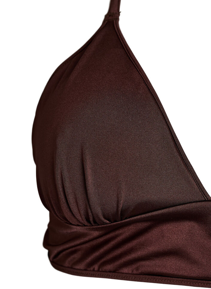Vendbar bikinitop med v-udsk&aelig;ring og krydsstropper, Brun, Packshot image number 2