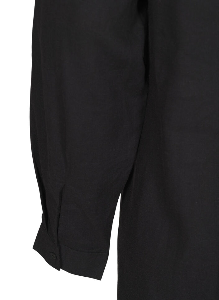 Lang skjorte i h&oslash;r og viskose, Sort, Packshot image number 3