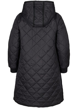 Quiltet jakke med hætte, Black, Packshot image number 1