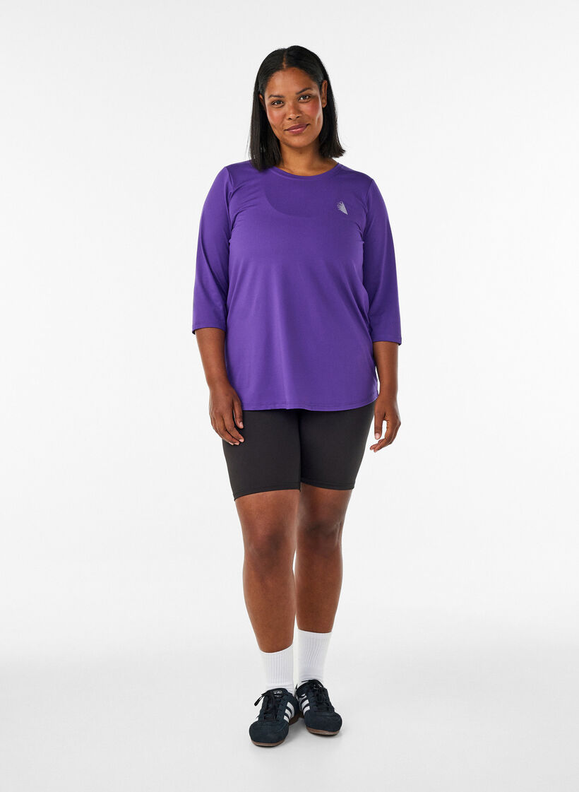 Tr&aelig;ningsbluse med 3/4 &aelig;rmer, Lilla, Model image number 1