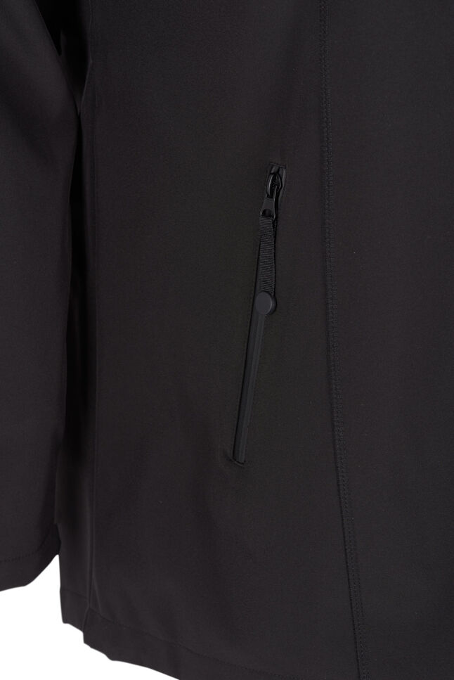 Kort softshell jakke med hætte, Black, Packshot image number 3