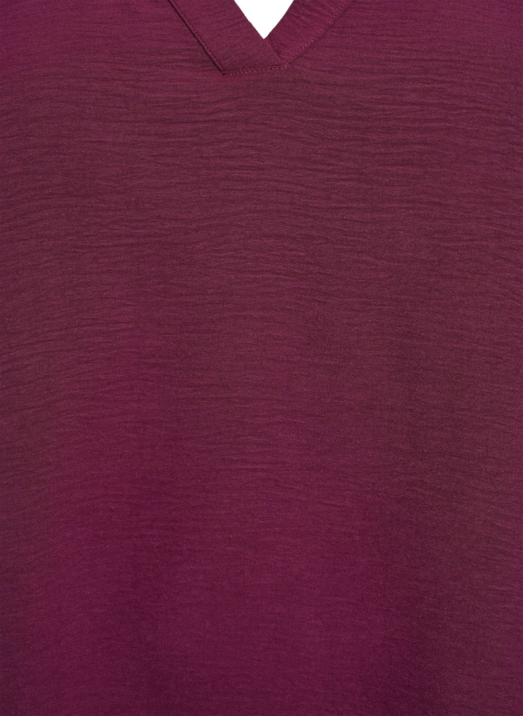 ZizziBluse med 3/4 &aelig;rmer, M&oslash;rk Bordeaux, Packshot image number 2