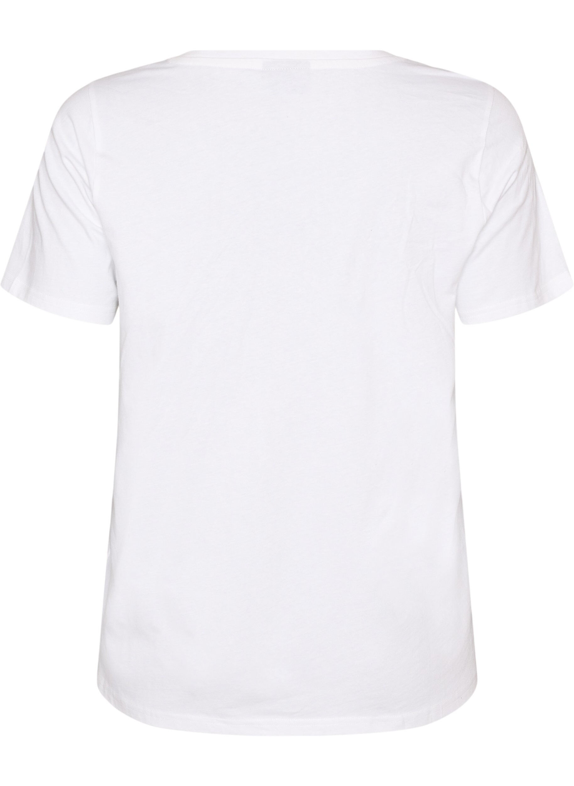 ZizziT-shirt i &oslash;kologisk bomuld med strandprint, Hvid, Packshot image number 1