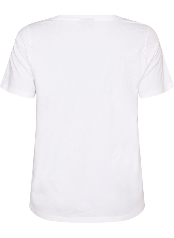 T-shirt i &oslash;kologisk bomuld med strandprint, Hvid, Packshot image number 1