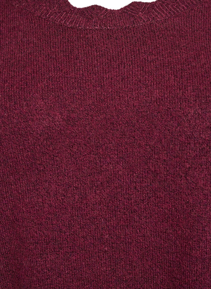 Strikbluse med b&oslash;lgekanter., M&oslash;rk Bordeaux, Packshot image number 2