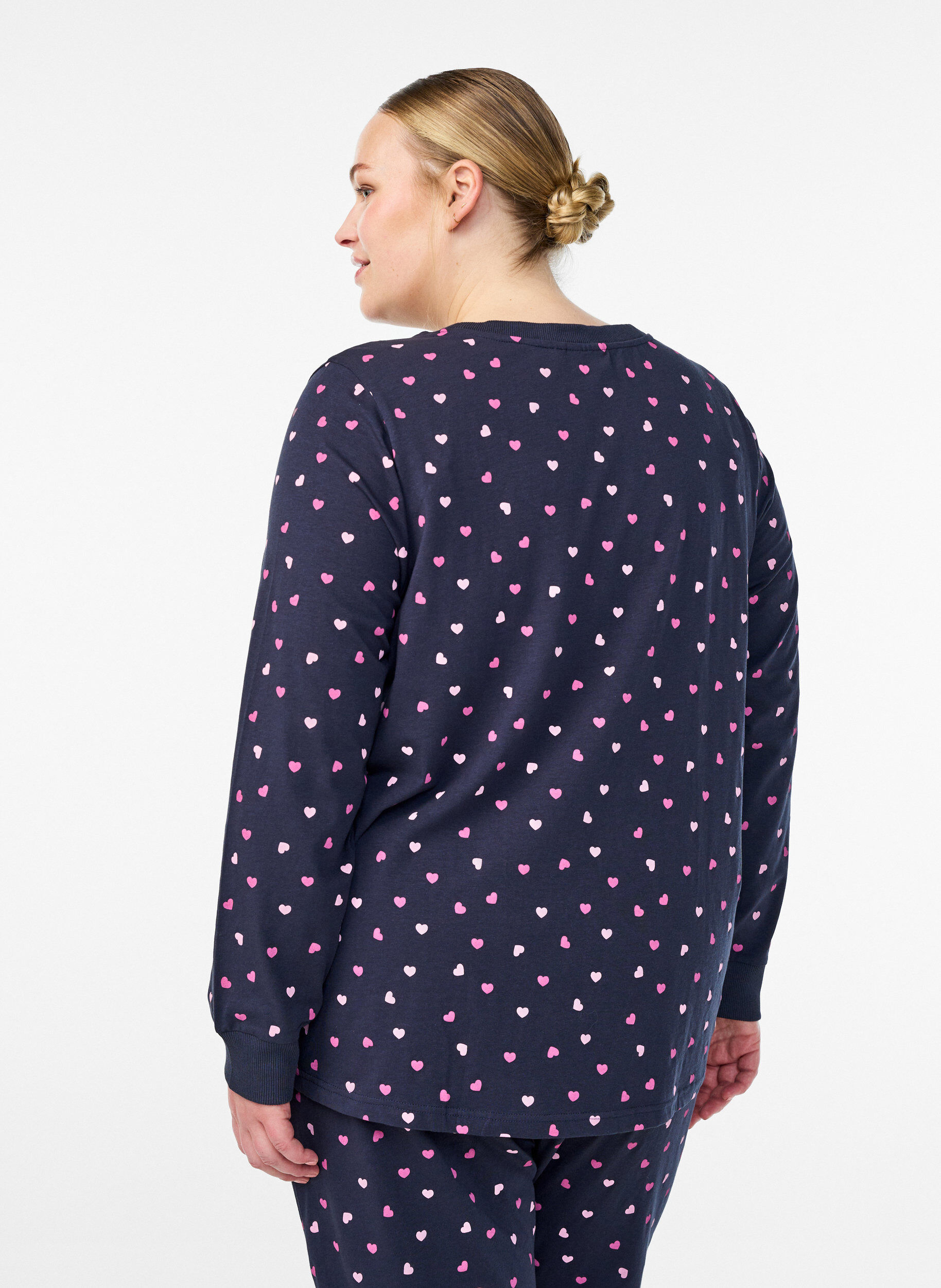 Zizzi Natbluse med print, Bl&aring;, Model image number 2