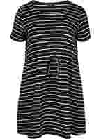 Kortærmet bomulds tunika med striber, Black/White Stripe 