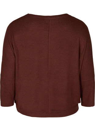 Meleret bluse med justerbar bund, Brown Melange , Packshot image number 1
