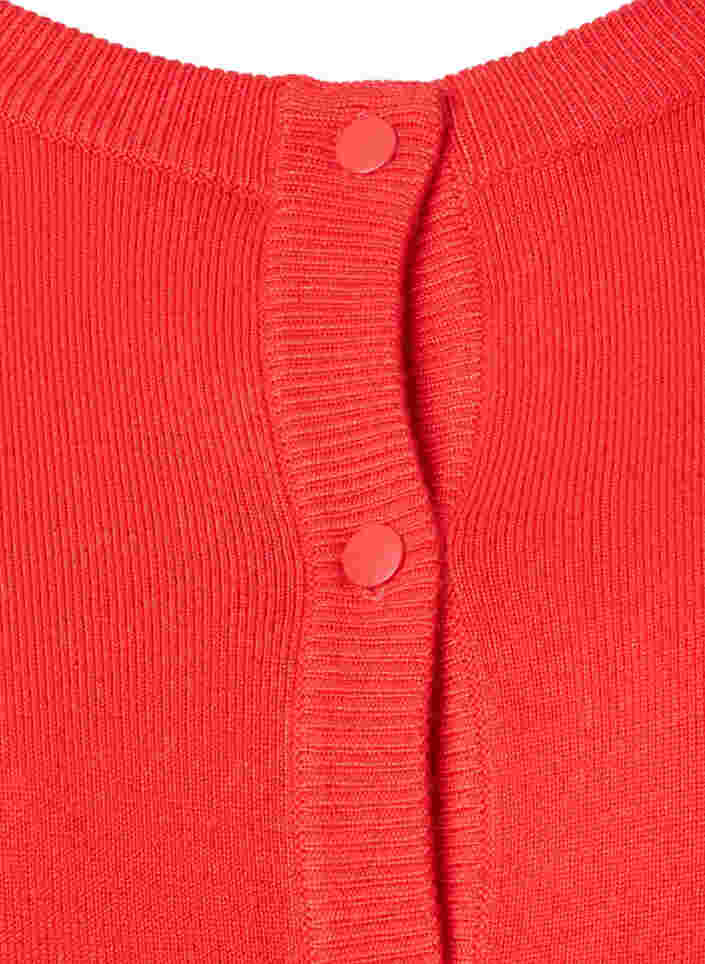 Ribbet cardigan med knaplukning, Poppy Red, Packshot image number 2