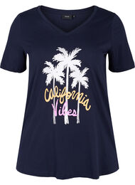 Bomulds t-shirt med v-udskæring, Night Sky California