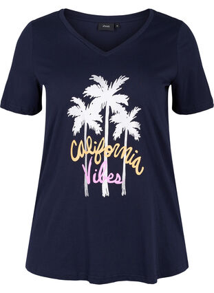 Bomulds t-shirt med v-udskæring, Night Sky California, Packshot image number 0