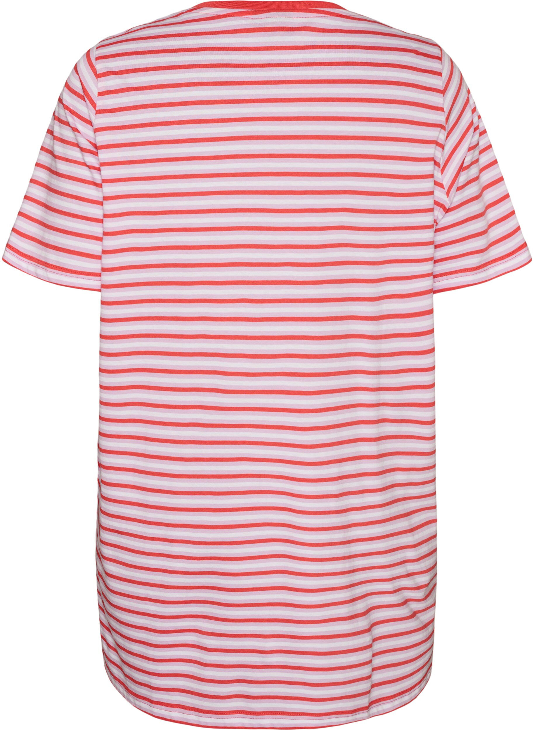 ZizziLang oversize T-shirt i &oslash;kologisk bomuld med striber, Lilla, Packshot image number 1