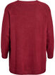 Lang strikbluse med kugleknapper, M&oslash;rk Bordeaux, Packshot image number 1