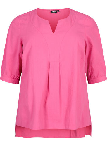 FLASH - Bomulds bluse med halvlange ærmer, Raspberry Rose, Packshot image number 0