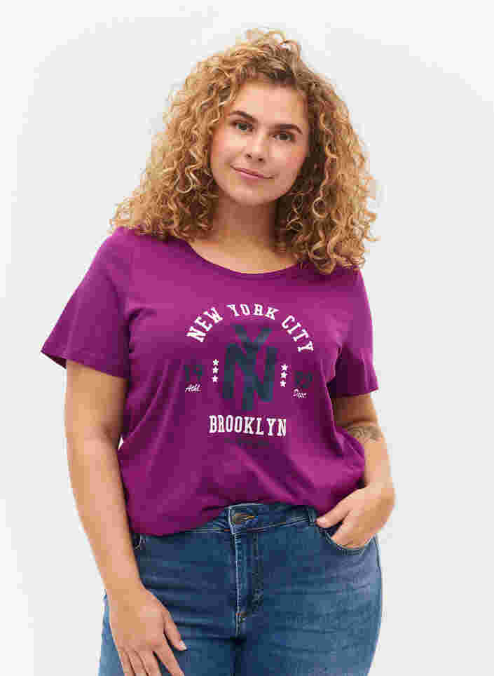 Bomulds t-shirt med tryk, Grape Juice, Model image number 0