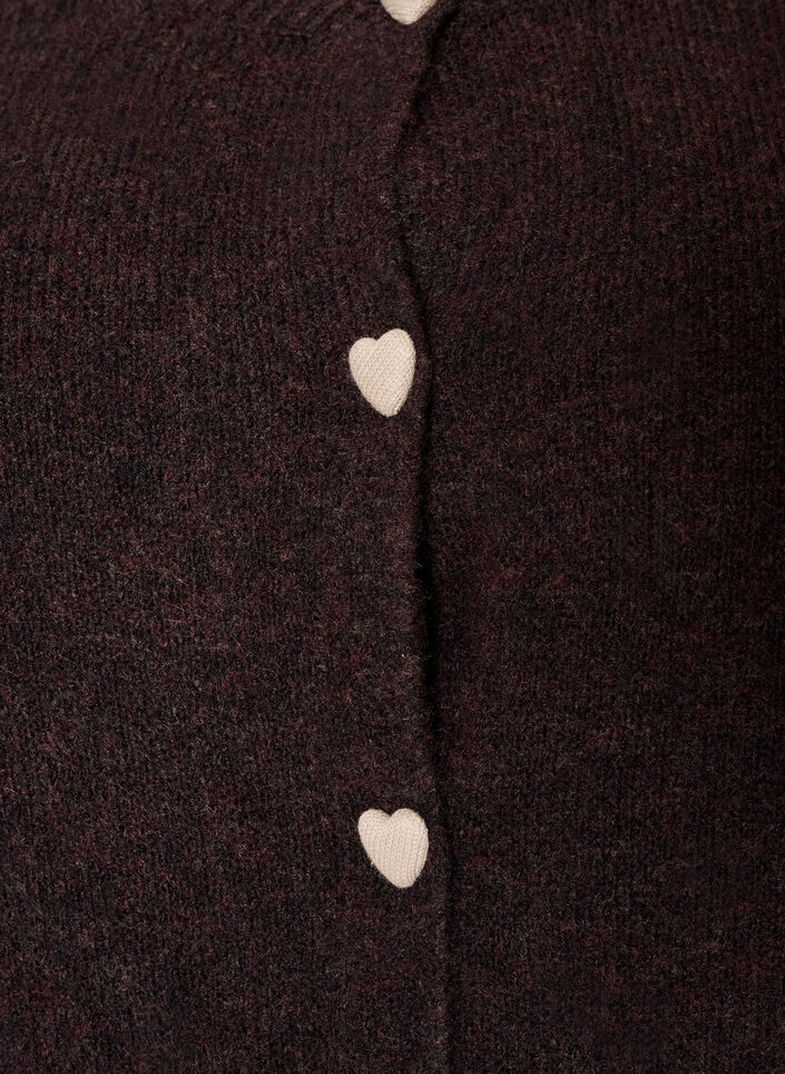 Cardigan med hjerteformede knapper, Brun, Packshot image number 2