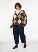 Cardigan med argylem&oslash;nster og rhinsten, Brun, Model image number 1