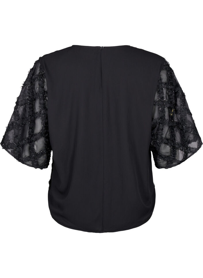 Bluse med harlequin mønster, Black, Packshot image number 1
