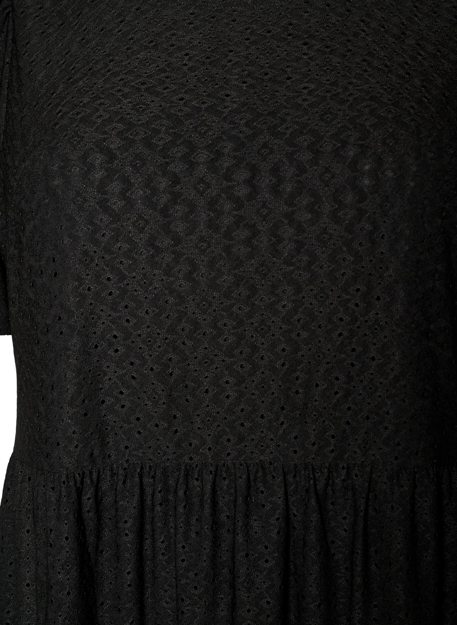 ZizziKort kjole med hulm&oslash;nster og lagdelt sk&oslash;rt, Sort, Packshot image number 2