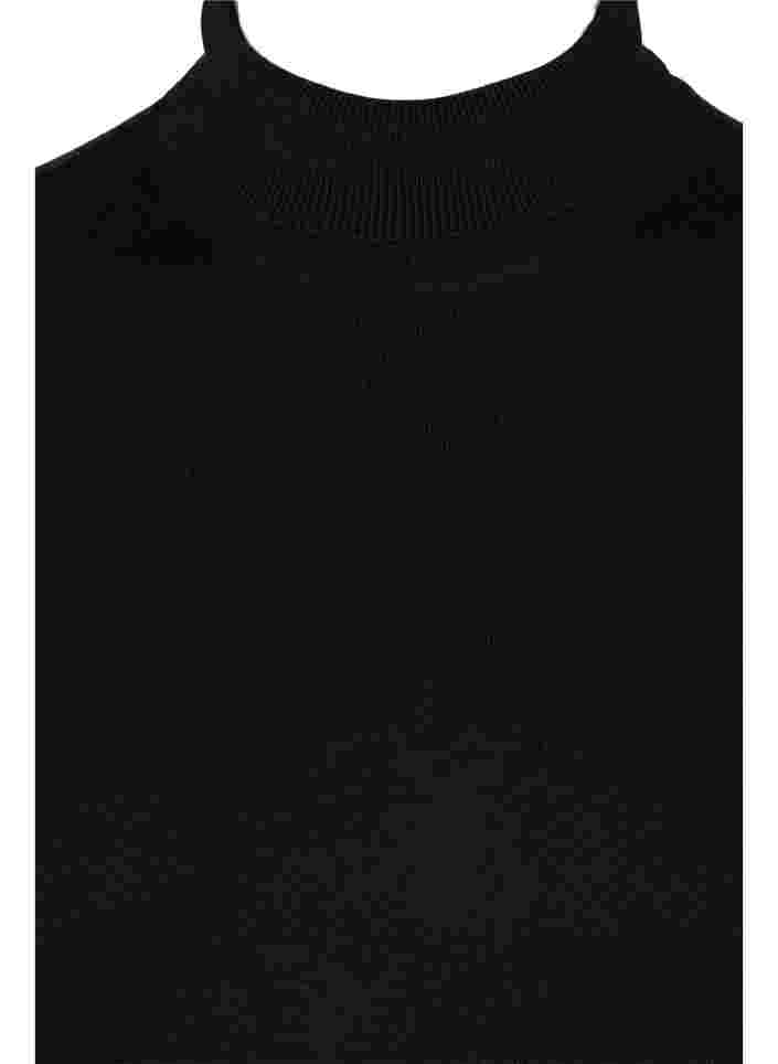 Viskose strikbluse med rullekrave, Black, Packshot image number 2
