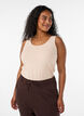 Ensfarvet basis top i bomuld, Beige, Model image number 0
