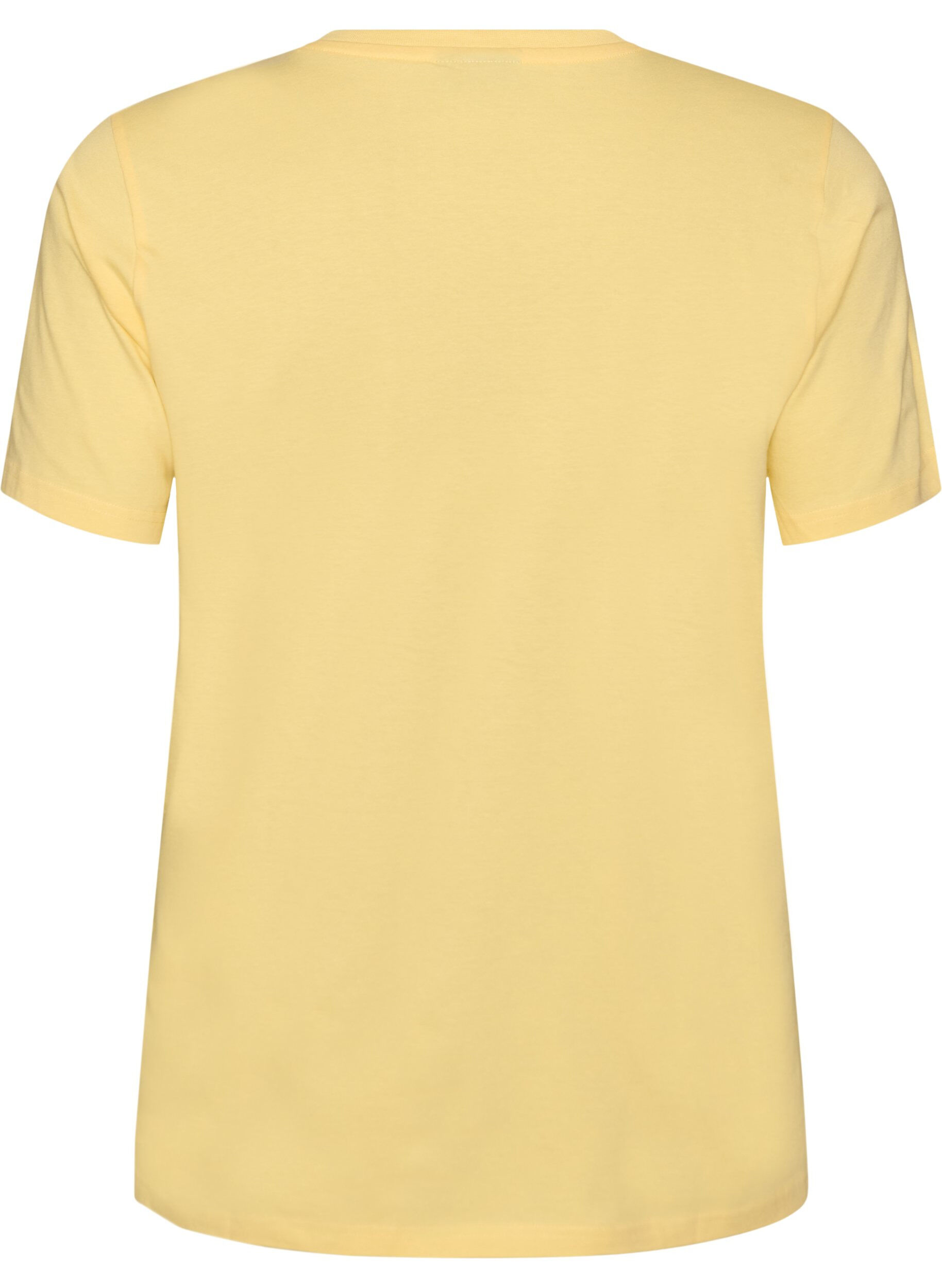 ZizziT-shirt i &oslash;kologisk bomuld med hulbroderi, Gul, Packshot image number 1
