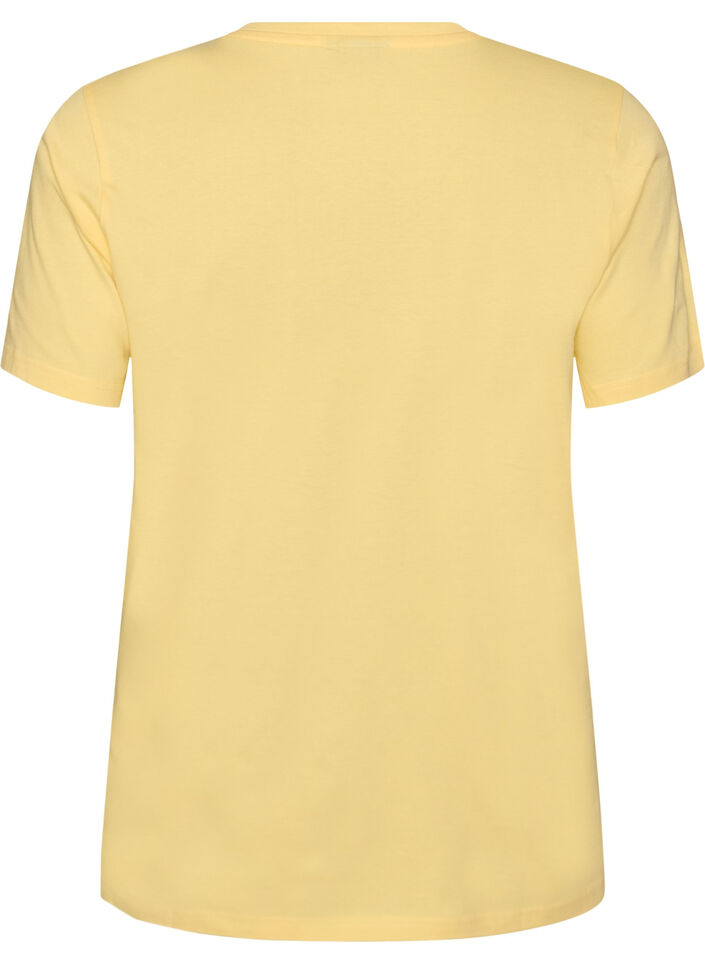 T-shirt i &oslash;kologisk bomuld med hulbroderi, Gul, Packshot image number 1