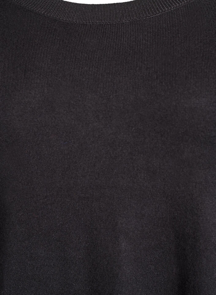 Strikbluse med knapper i siden, Sort, Packshot image number 2
