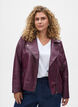 Bikerjakke i imiteret l&aelig;der , M&oslash;rk Bordeaux, Model image number 0