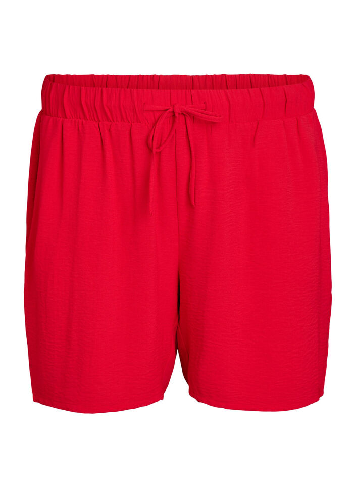 Shorts med lommer og elastik i taljen, R&oslash;d, Packshot image number 0