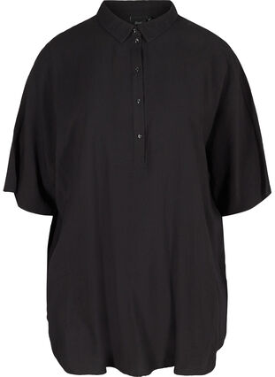 Tunika med knapper og krave, Black, Packshot image number 0