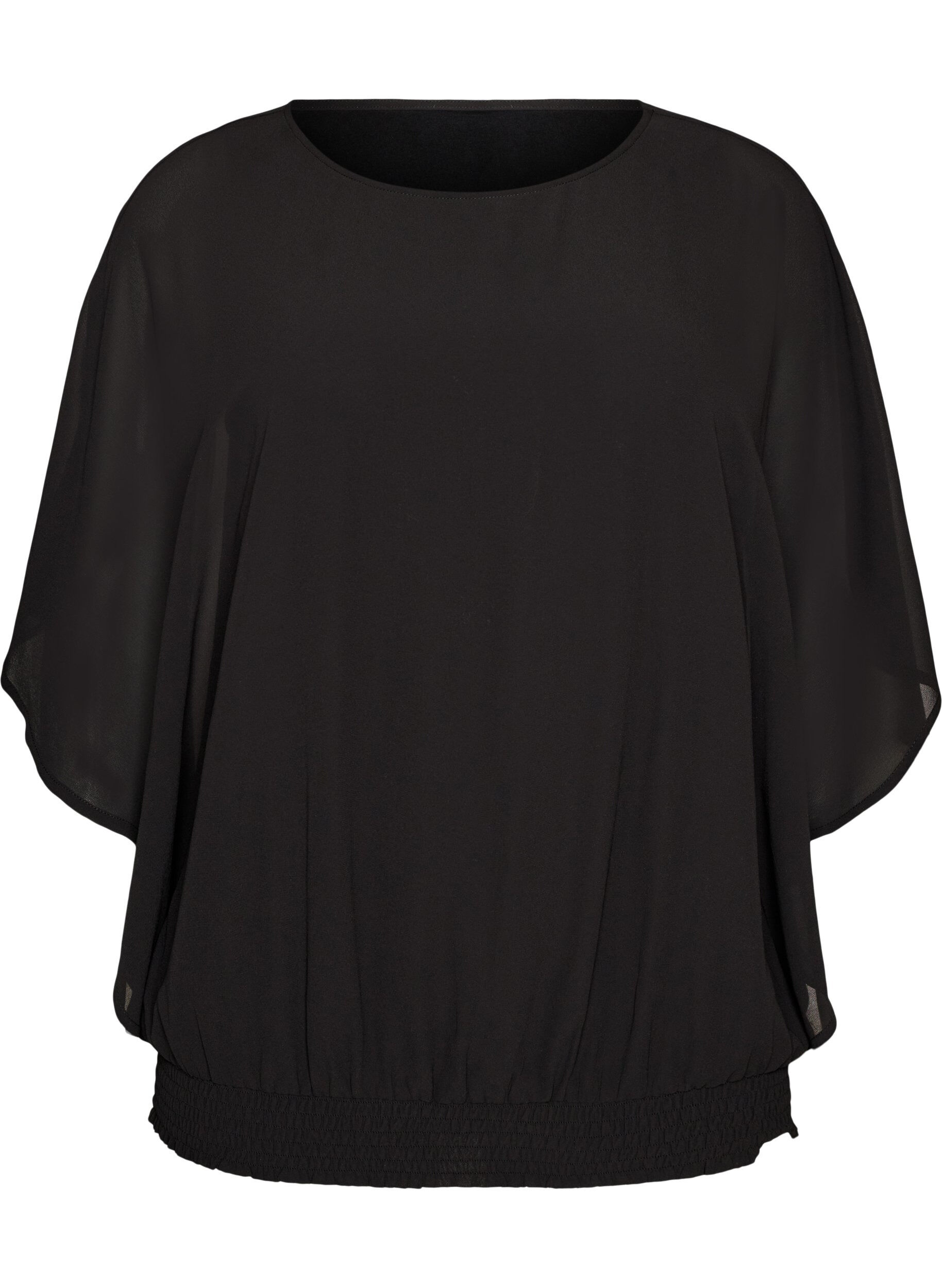 Chiffonbluse med balloneffekt