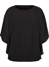 Chiffonbluse med balloneffekt, Sort