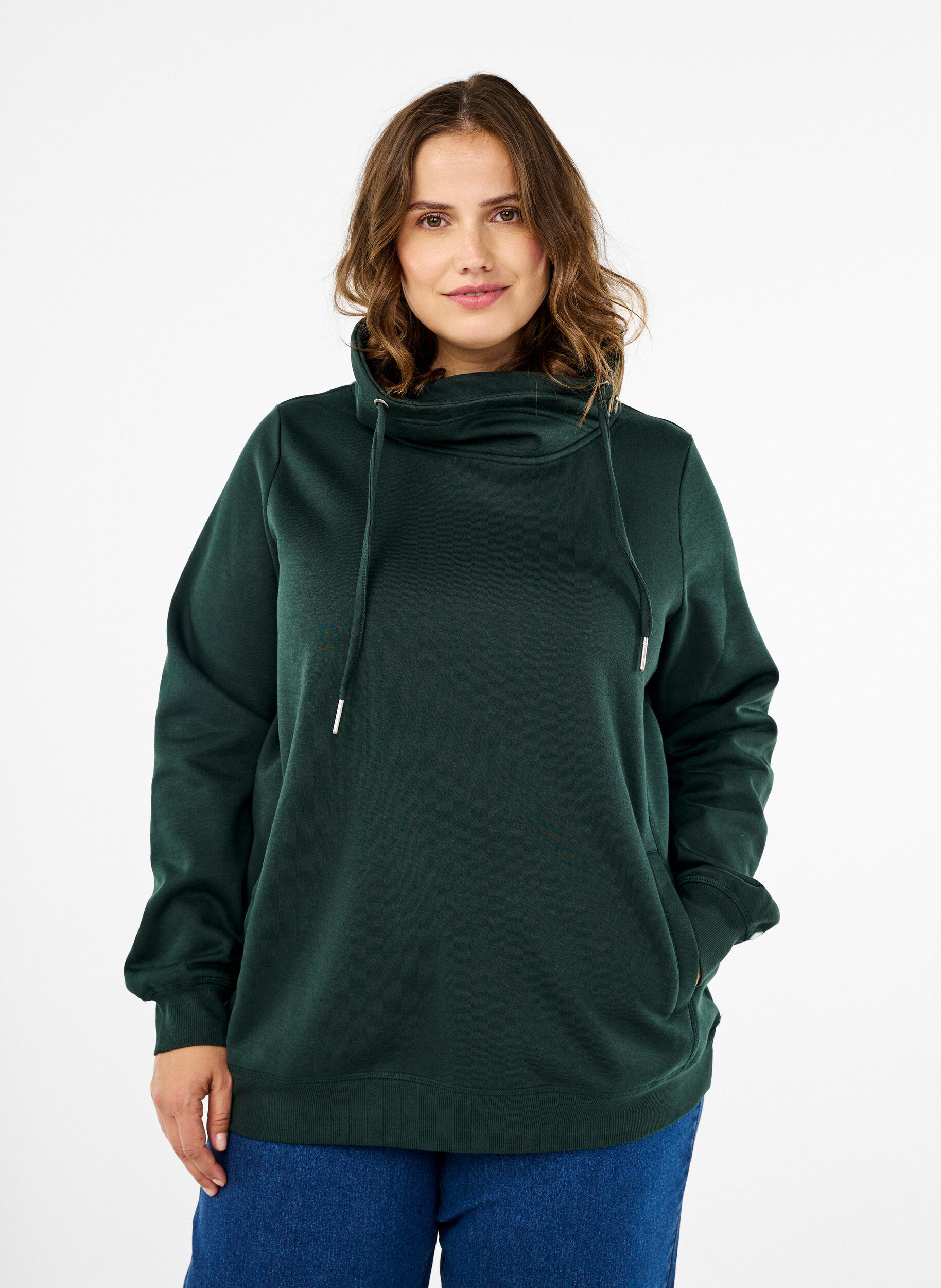 Zizzi FLASH - Sweatshirt med h&oslash;j krave, Scarab, Model image number 0