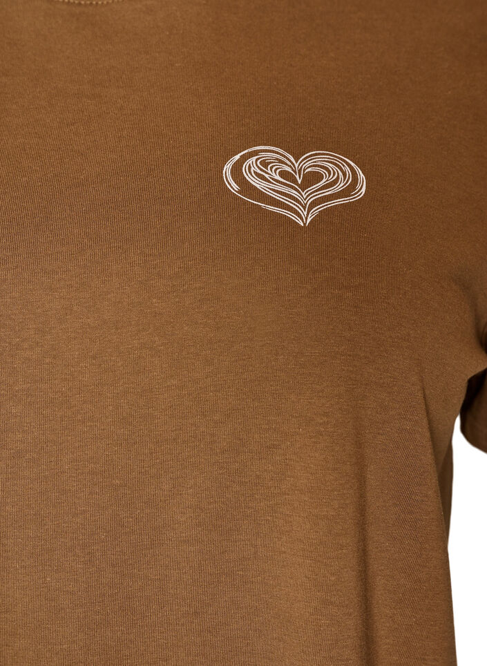 Bomulds T-shirt med print, Brun, Packshot image number 2