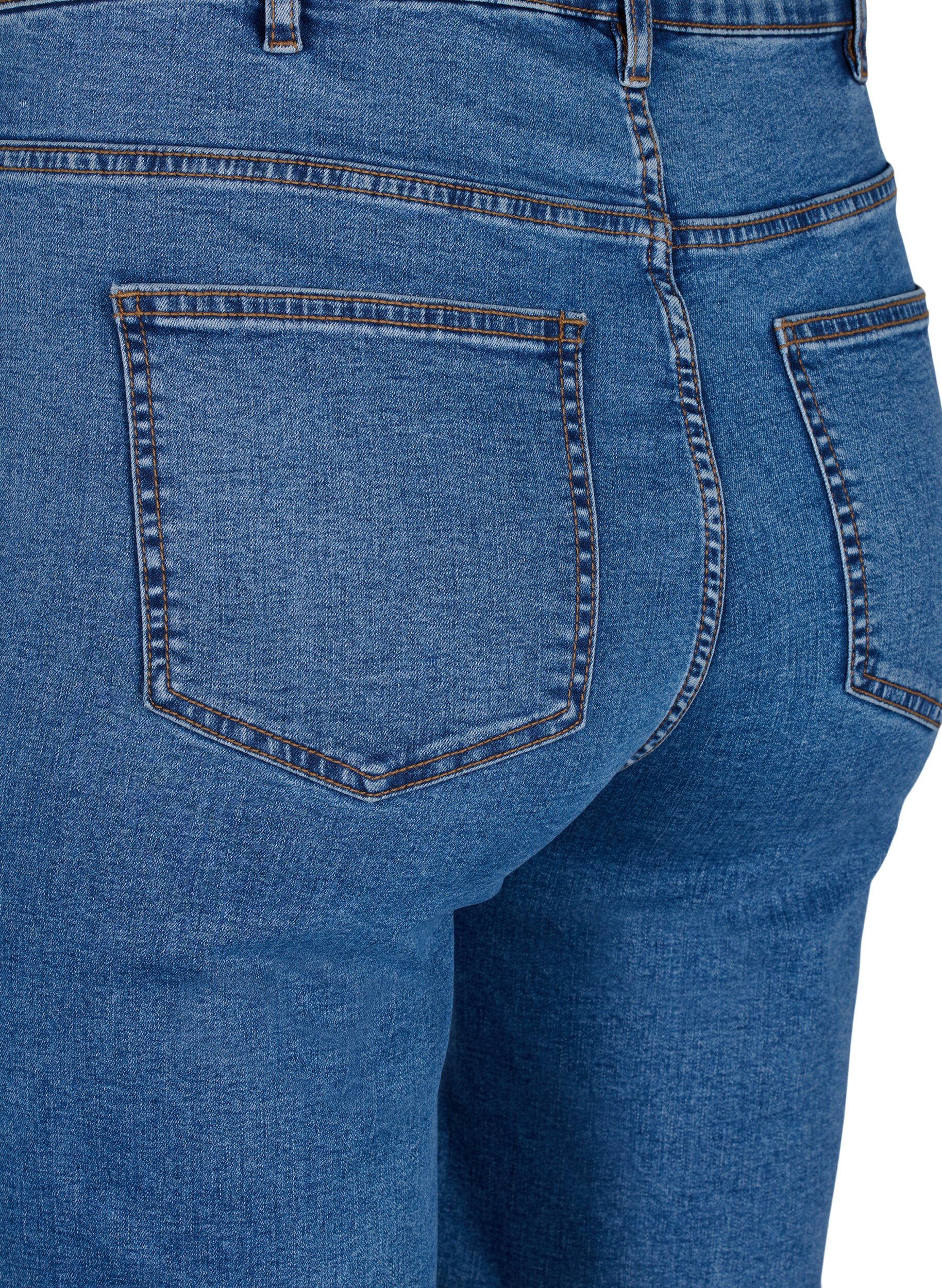 Zizzi T&aelig;tsiddende denimshorts med h&oslash;j talje, Blue Denim, Packshot image number 3