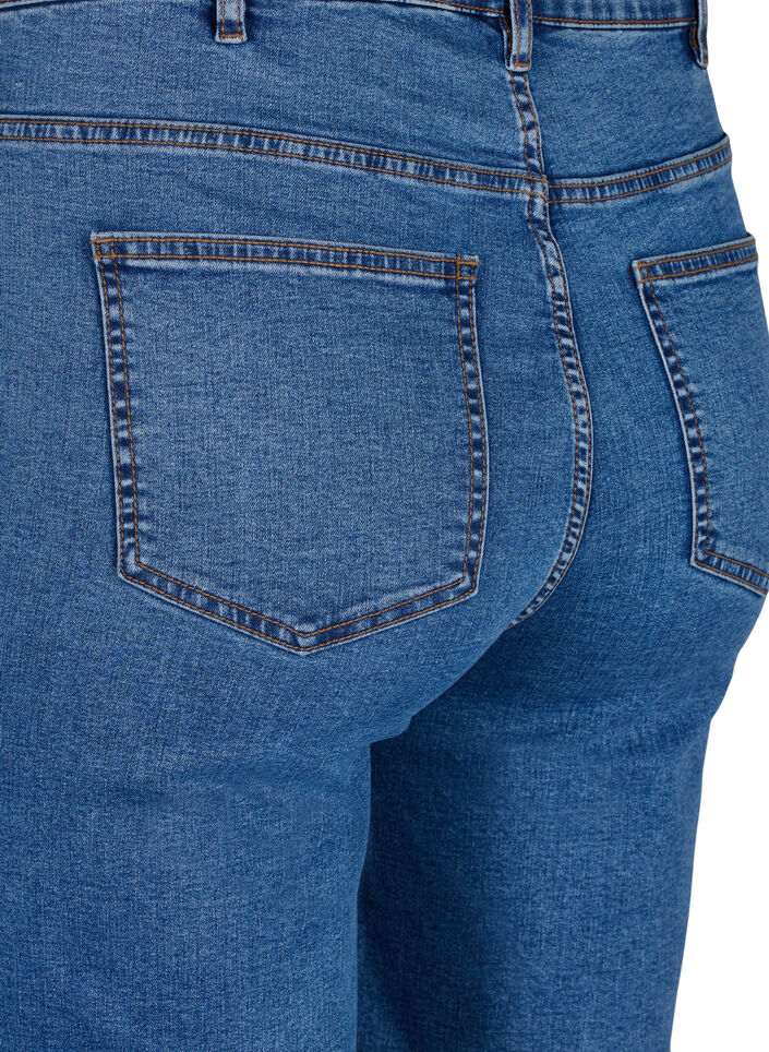 T&aelig;tsiddende denimshorts med h&oslash;j talje, Blue Denim, Packshot image number 3