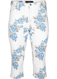 Amy capri jeans med blomsterprint og høj talje, White B.AOP