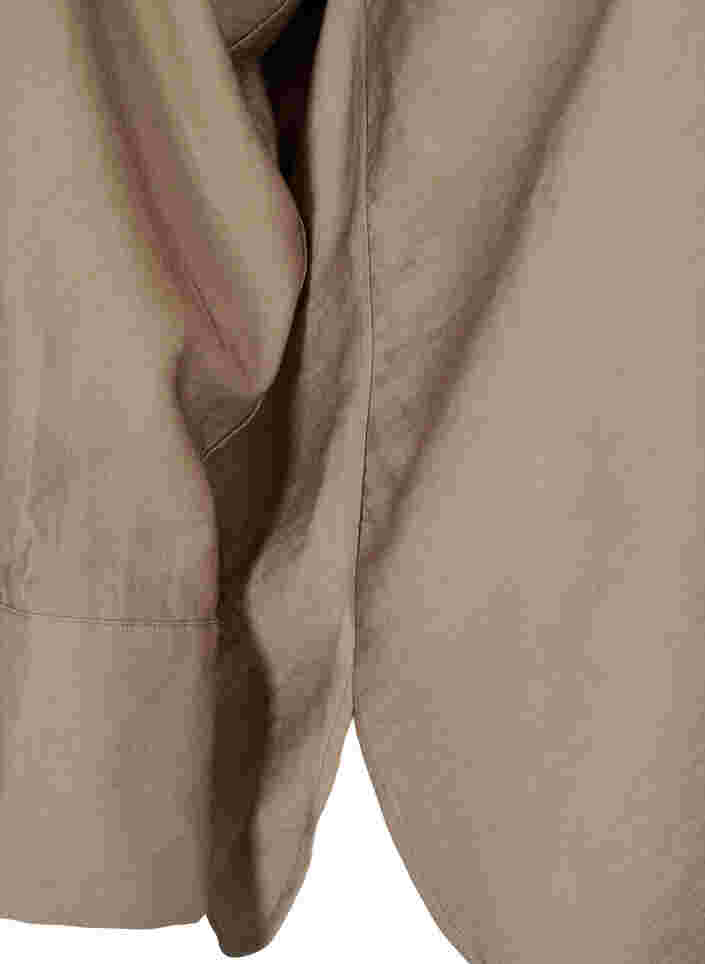 Ensfarvet viskose skjorte med lange ærmer, Timber Wolf, Packshot image number 3