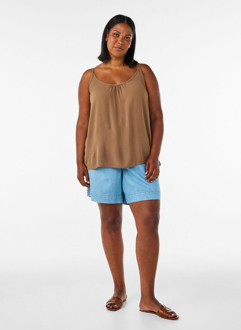 Strop top i viskose, Brun, Model image number 1