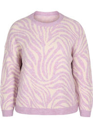 Strikket bluse med mønster, Lavender  Mel Comb.