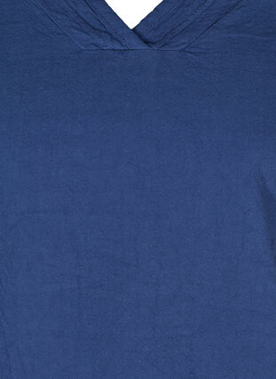 Kortærmet bomulds bluse med v-hals, Twilight Blue, Packshot image number 2