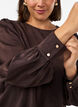 Bluse med satinlook og ballonform, Brun, Model image number 3