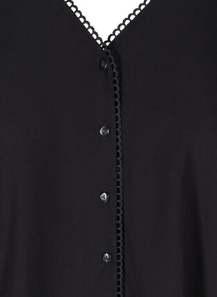 Viskose bluse med knapper og ballonærmer, Black, Packshot image number 2