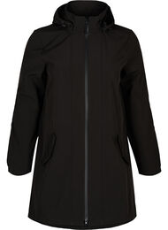 Softshell jakke med hætte, Black solid